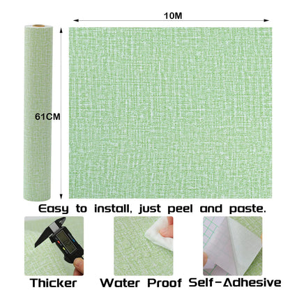 61cm x 10m Green Wallpaper Decor Faux Grasscloth Paper Wall Paper Self Adhesive Removable - Image 2