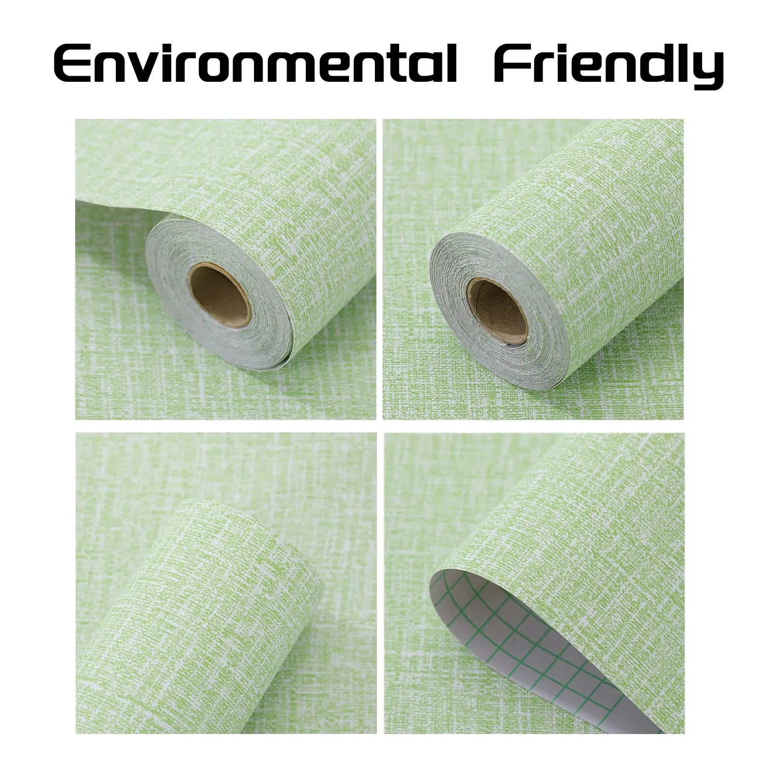 61cm x 10m Green Wallpaper Decor Faux Grasscloth Paper Wall Paper Self Adhesive Removable - Image 4