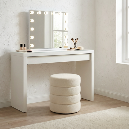 Interior Ave - Cleo White Boucle Ottoman - Image 2