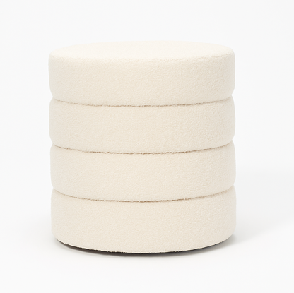 Interior Ave - Cleo White Boucle Ottoman - Image 4