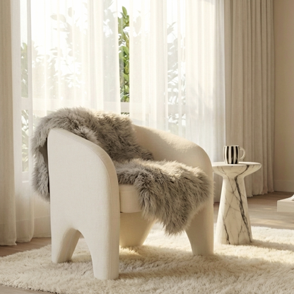 Interior Ave - Nova Sculptural Accent Chair – White Chenille - Image 5
