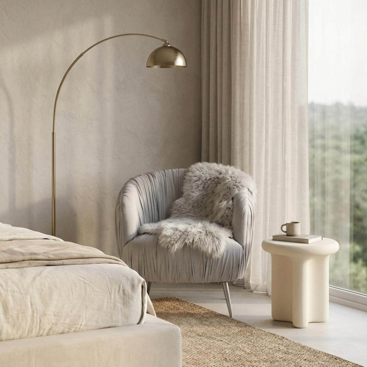 Interior Ave - Vespa Pleated Velvet Accent Chair – Pearl Grey - Image 2