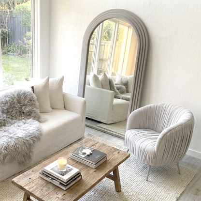 Interior Ave - Vespa Pleated Velvet Accent Chair – Pearl Grey - Image 5