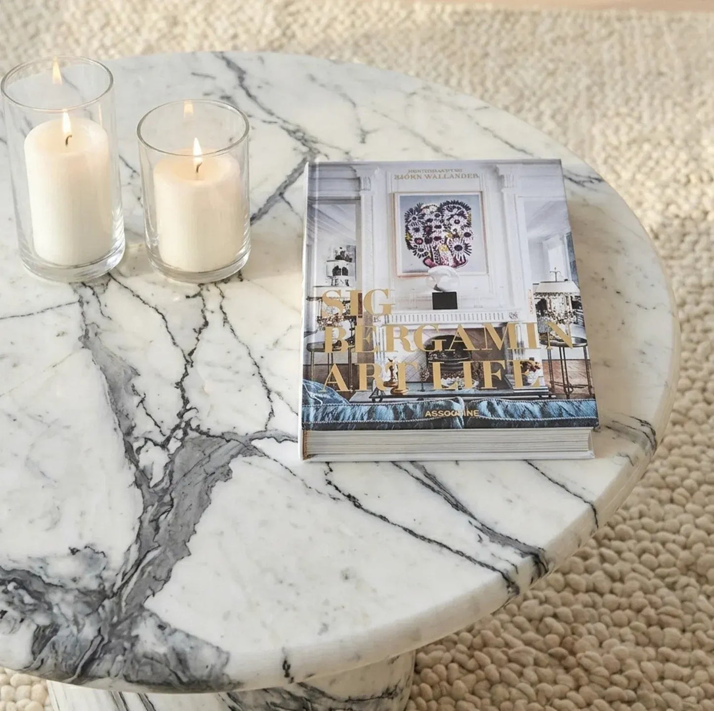 Nobu Round Sculptural Stone Coffee Table - Panda Marble Finish - Image 4
