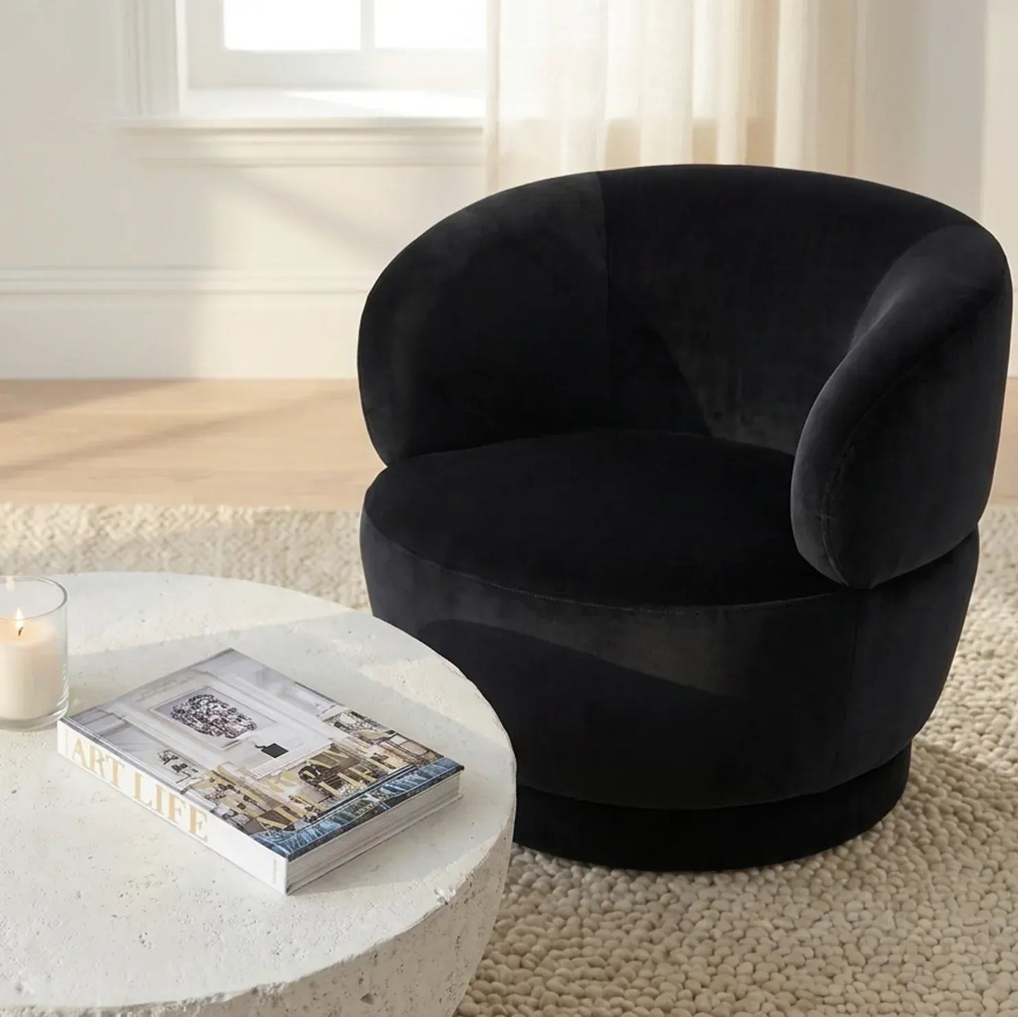 Interior Ave - Luna Swivel Armchair - Black - Image 2