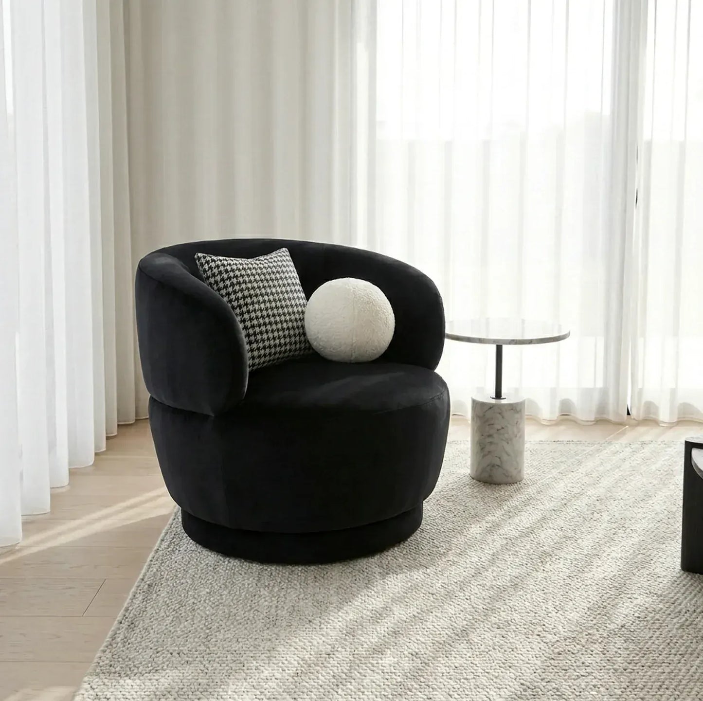 Interior Ave - Luna Swivel Armchair - Black - Image 4