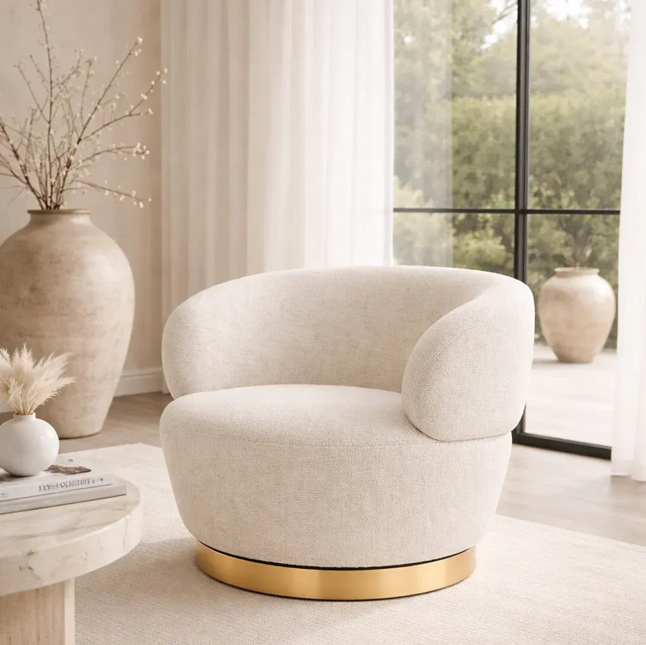 Interior Ave - Luna Swivel Armchair - Vanilla Oat - Image 6