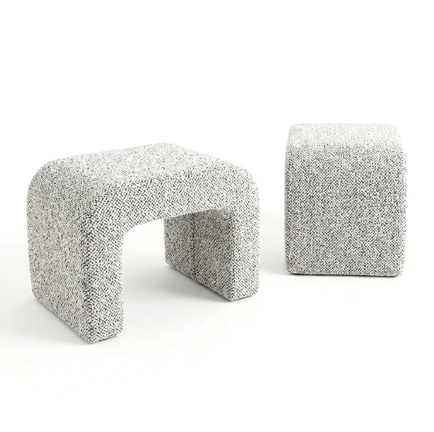 Interior Ave - Hendrix Arched Textured Ottoman - Frosted Stone - Image 3