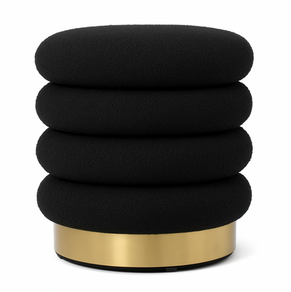 Interior Ave - Roma Round Velvet Ottoman / Footstool – Black - Image 3