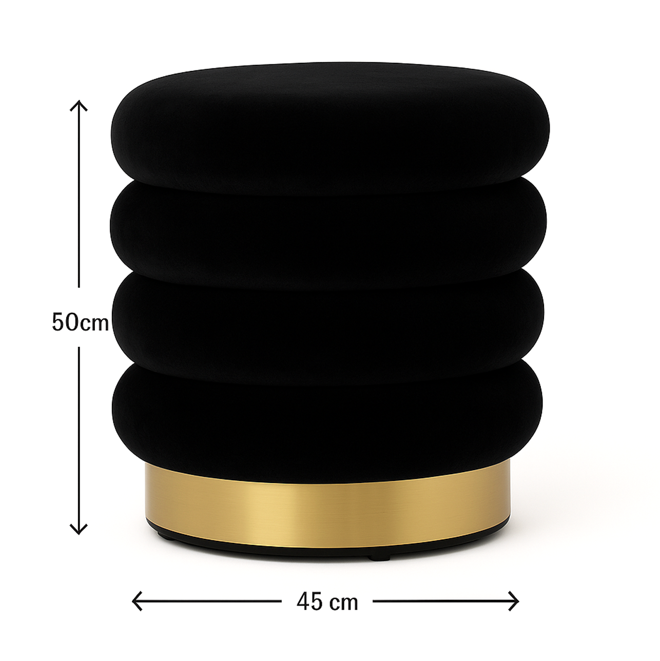 Interior Ave - Roma Round Velvet Ottoman / Footstool – Black - Image 4