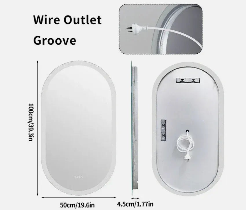 Interior Ave - 50 x 100cm Oval Frameless LED Bathroom Mirror - Image 2