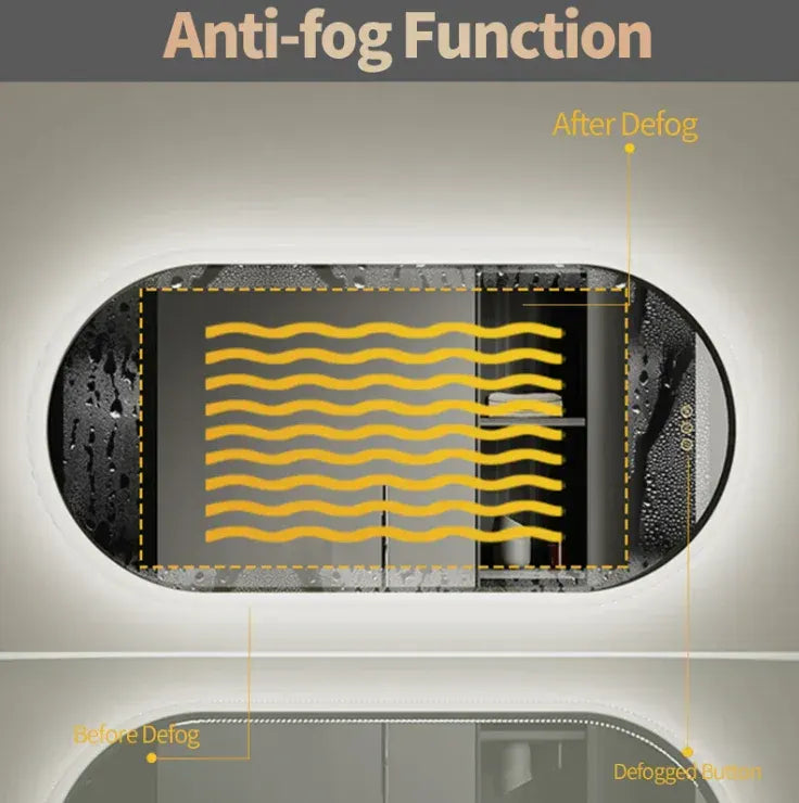 Interior Ave - 50 x 100cm Oval Frameless LED Bathroom Mirror - Image 5