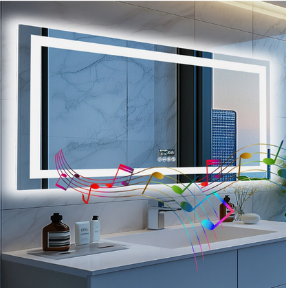 Interior Ave - 80 x 160cm Rectangle Frameless LED Bathroom Mirror – Bluetooth - Image 2