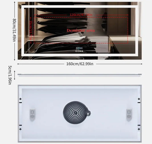 Interior Ave - 80 x 160cm Rectangle Frameless LED Bathroom Mirror – Bluetooth - Image 5