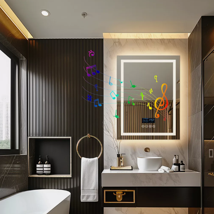 Interior Ave - 60 x 80cm Rectangle Frameless LED Bathroom Mirror – Bluetooth