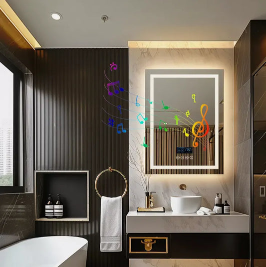 Interior Ave - 60 x 80cm Rectangle Frameless LED Bathroom Mirror – Bluetooth