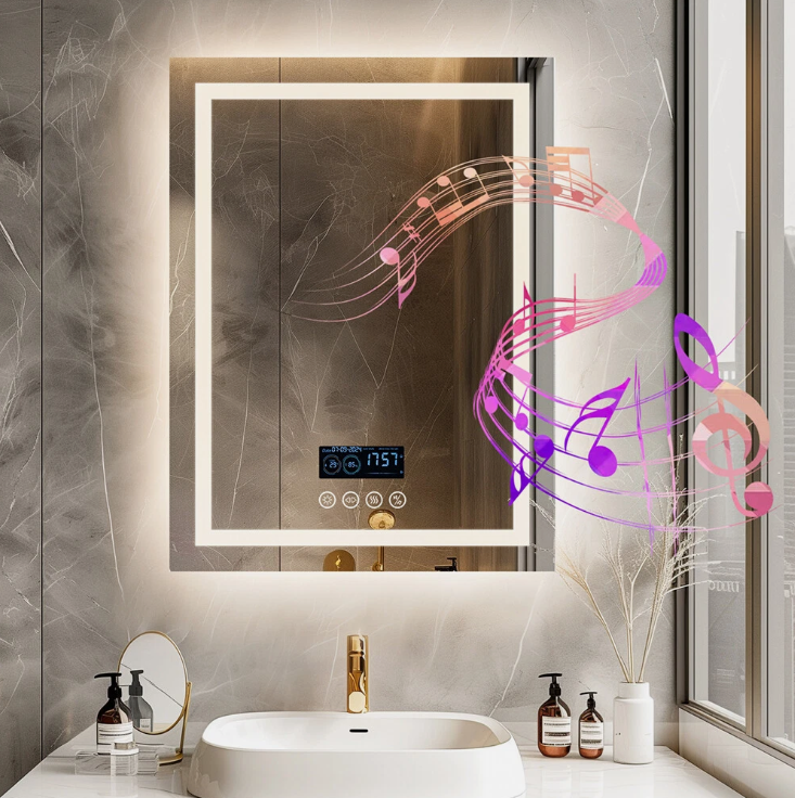 Interior Ave - 60 x 80cm Rectangle Frameless LED Bathroom Mirror – Bluetooth - Image 2