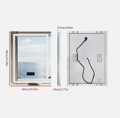 Interior Ave - 60 x 80cm Rectangle Frameless LED Bathroom Mirror – Bluetooth - Image 5