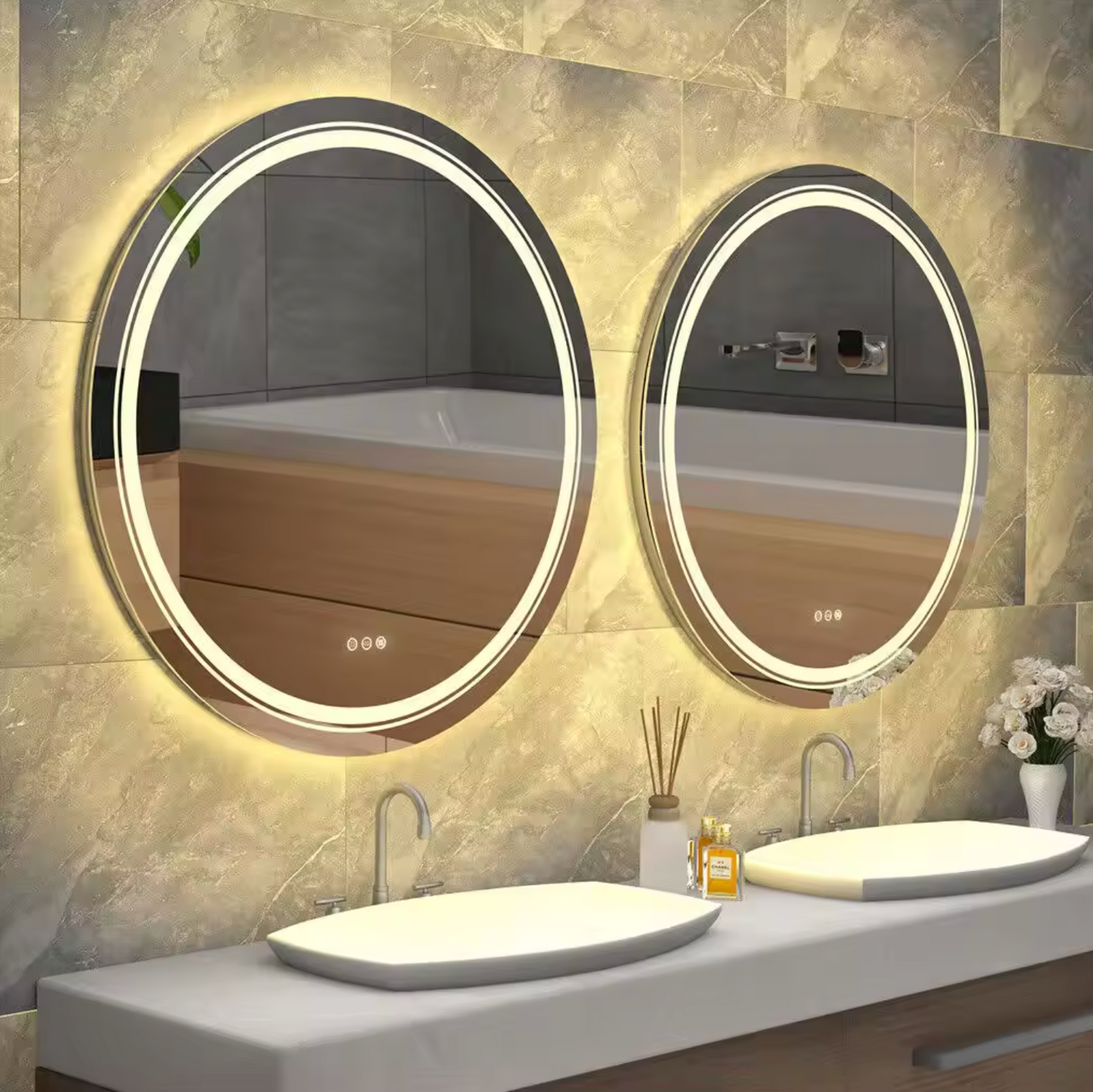 Interior Ave - 90cm Round Frameless LED Bathroom Mirror - Image 2