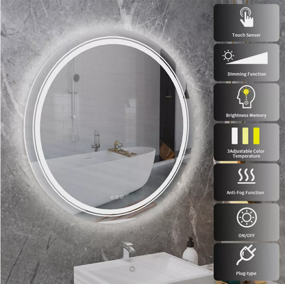Interior Ave - 90cm Round Frameless LED Bathroom Mirror - Image 5
