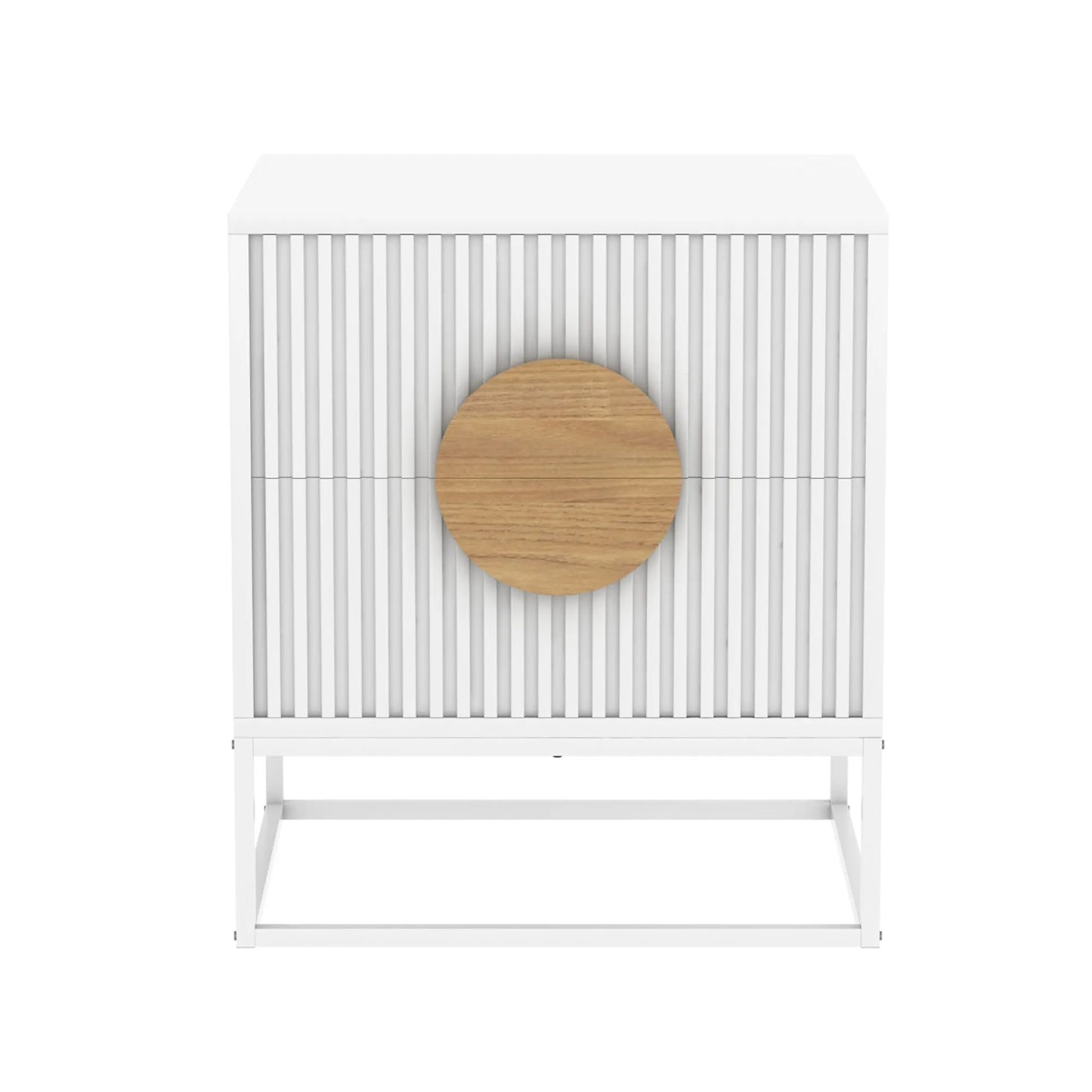 Belmonte Fluted Bedside Table in White - Image 2