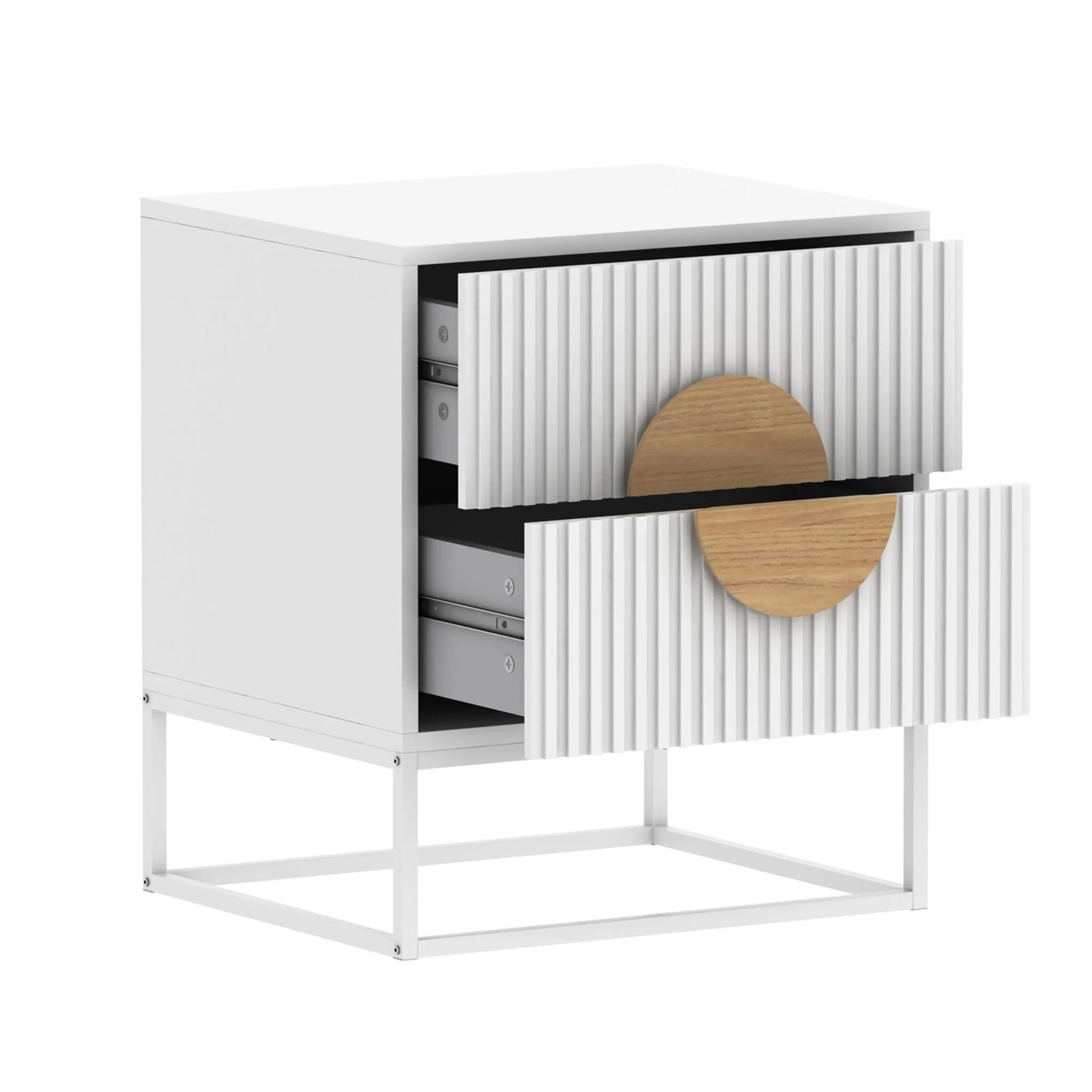 Belmonte Fluted Bedside Table in White - Image 3