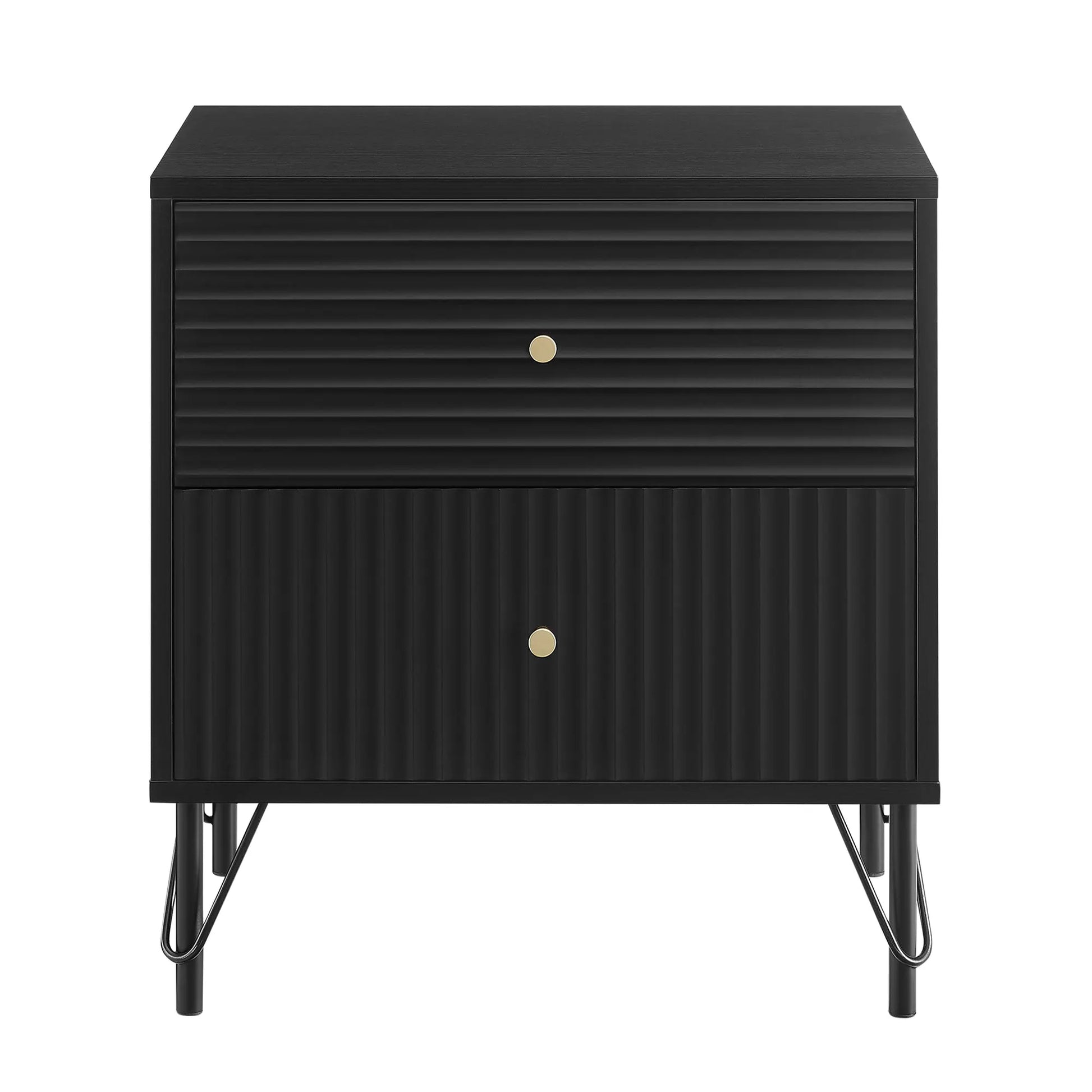 Lisa Wavy Fluted Bedside Table in Black - Image 2