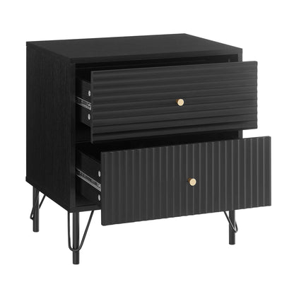 Lisa Wavy Fluted Bedside Table in Black - Image 4