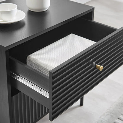 Lisa Wavy Fluted Bedside Table in Black - Image 5