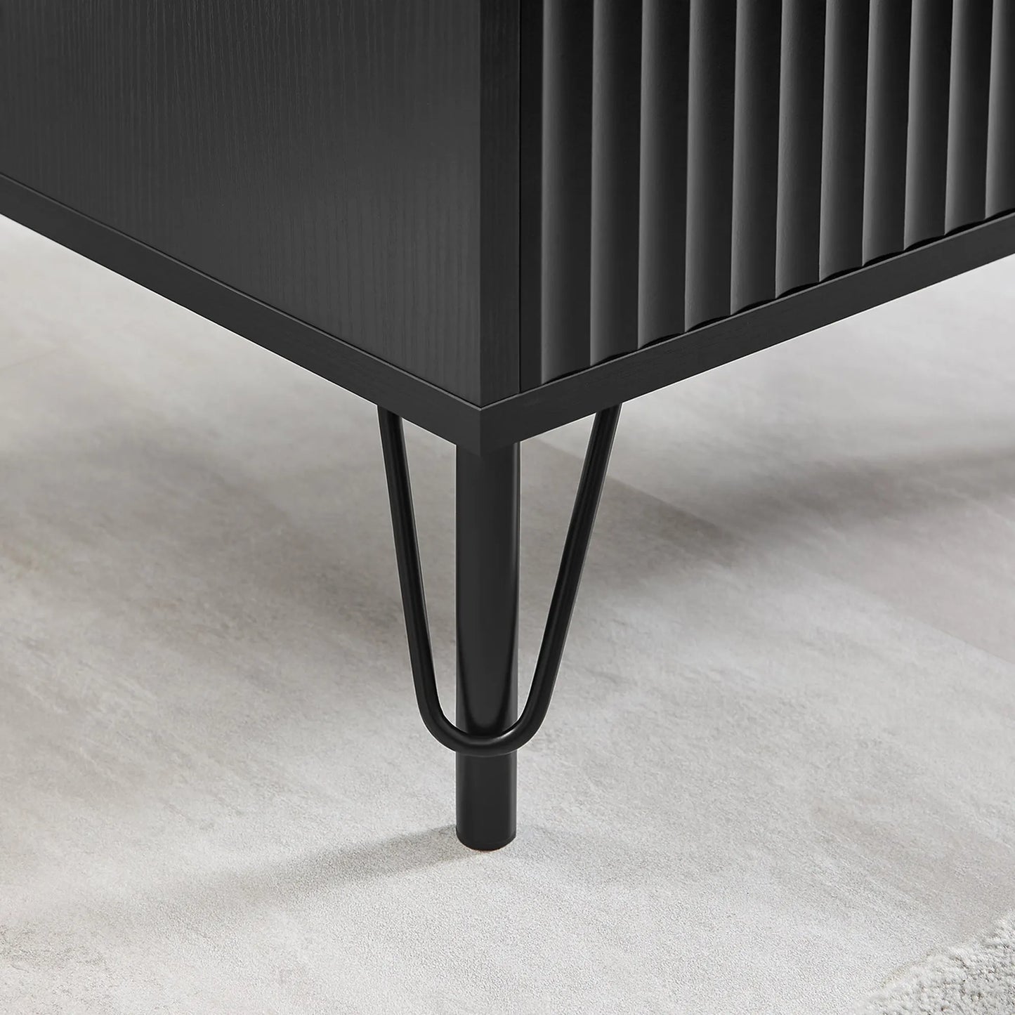Lisa Wavy Fluted Bedside Table in Black - Image 6