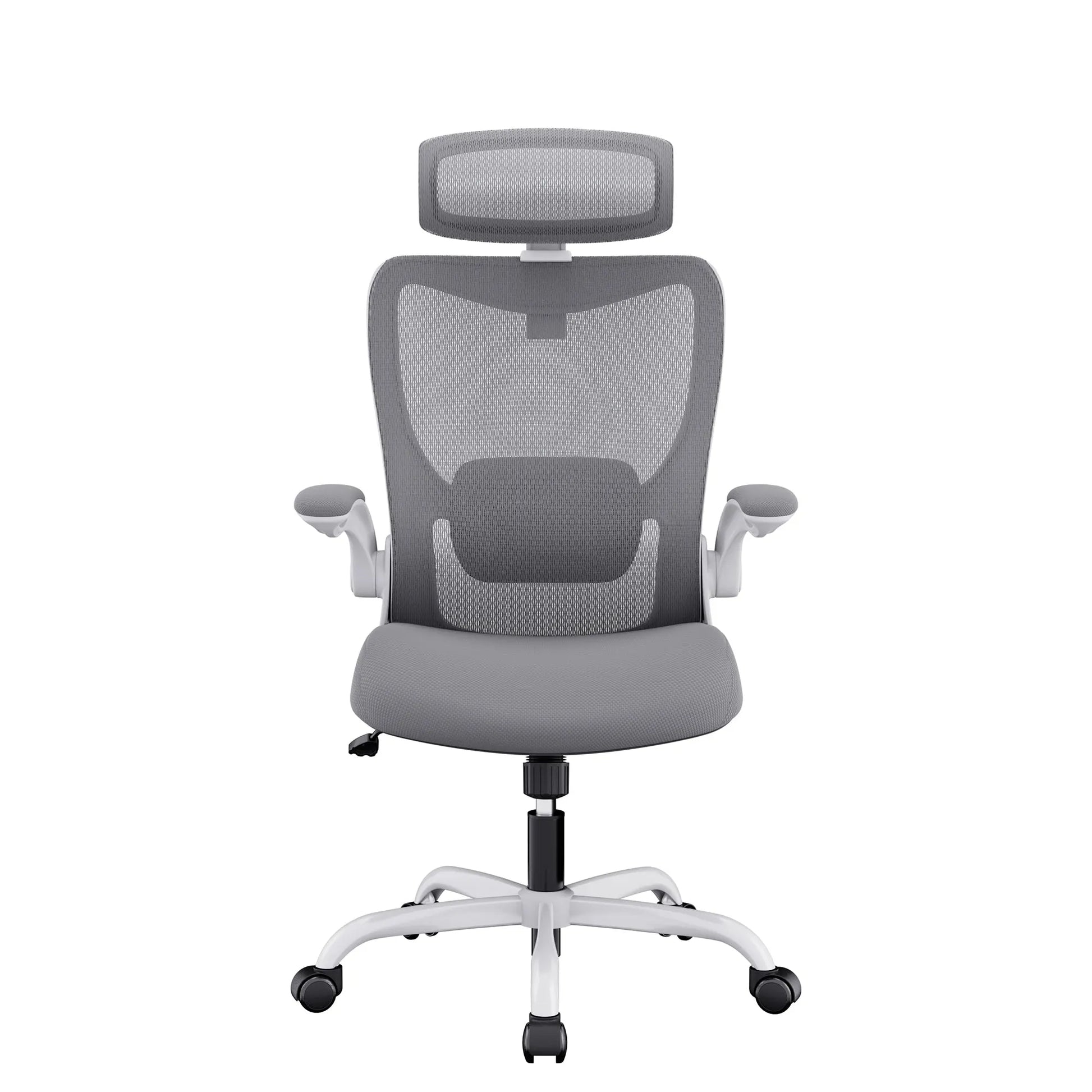 MONA Ergonomic High Back Flipped Armrest Task Chair In Grey - Image 2