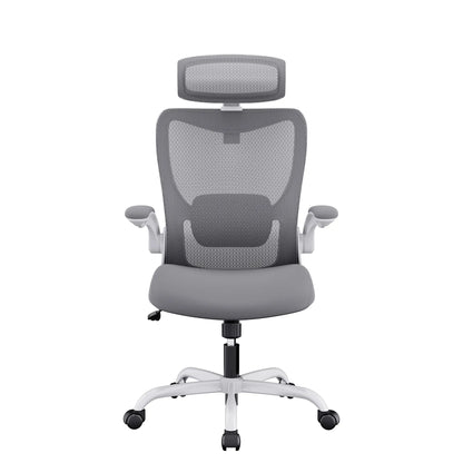 MONA Ergonomic High Back Flipped Armrest Task Chair In Grey - Image 2