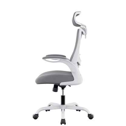 MONA Ergonomic High Back Flipped Armrest Task Chair In Grey - Image 3