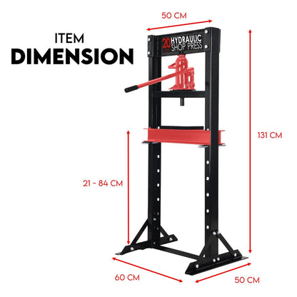 20 Ton Hydraulic Shop Press Workshop Jack Stand Bending Tool - Image 8