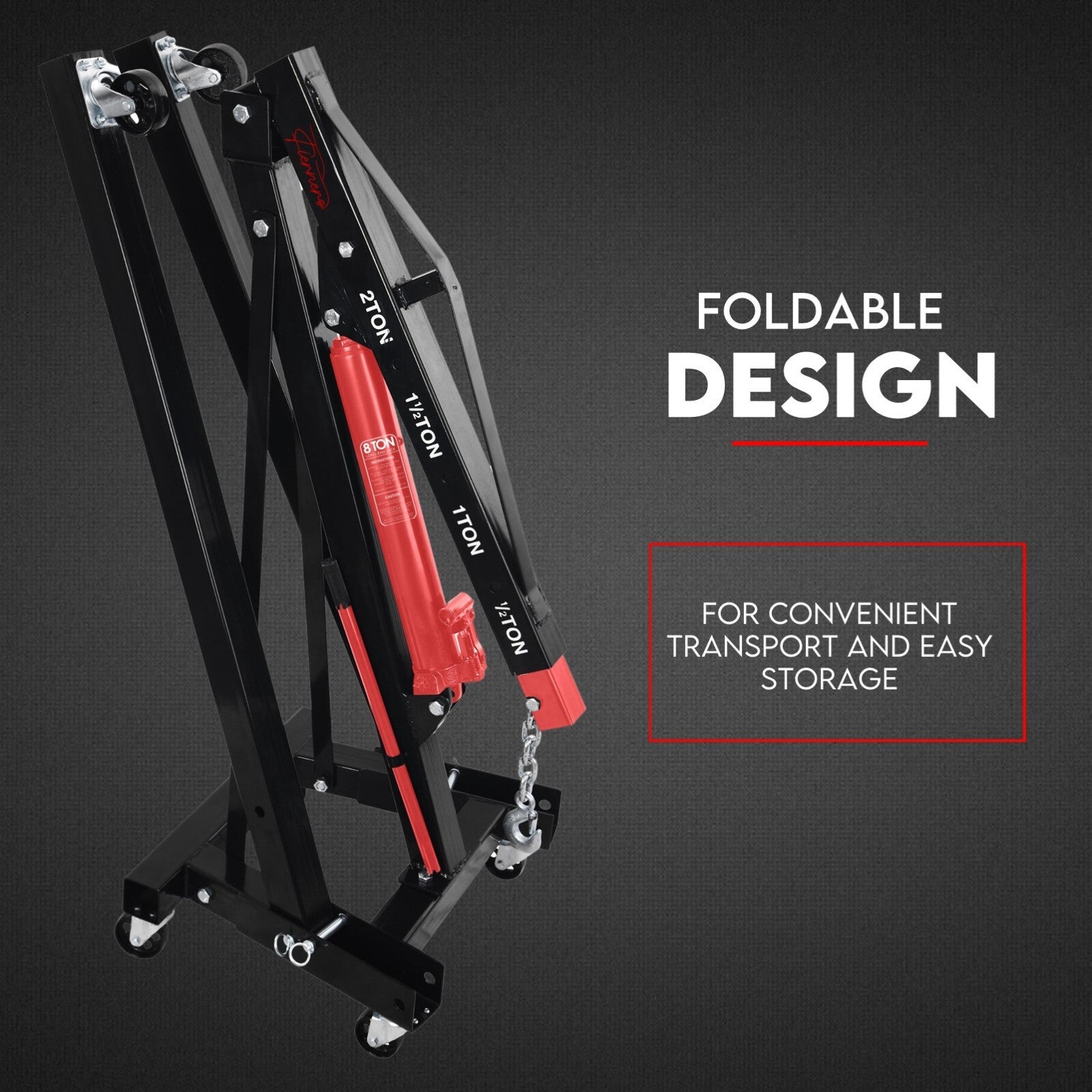 2 Ton Hydraulic Engine Crane Folding Hoist Stand Mobile Lifter Workshop Lift - Image 2