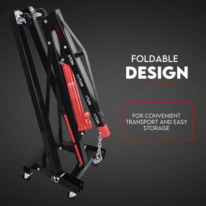 2 Ton Hydraulic Engine Crane Folding Hoist Stand Mobile Lifter Workshop Lift - Image 2
