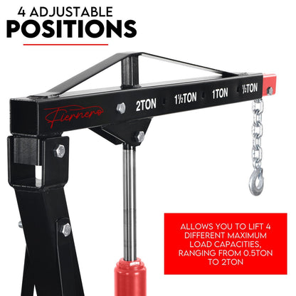 2 Ton Hydraulic Engine Crane Folding Hoist Stand Mobile Lifter Workshop Lift - Image 5