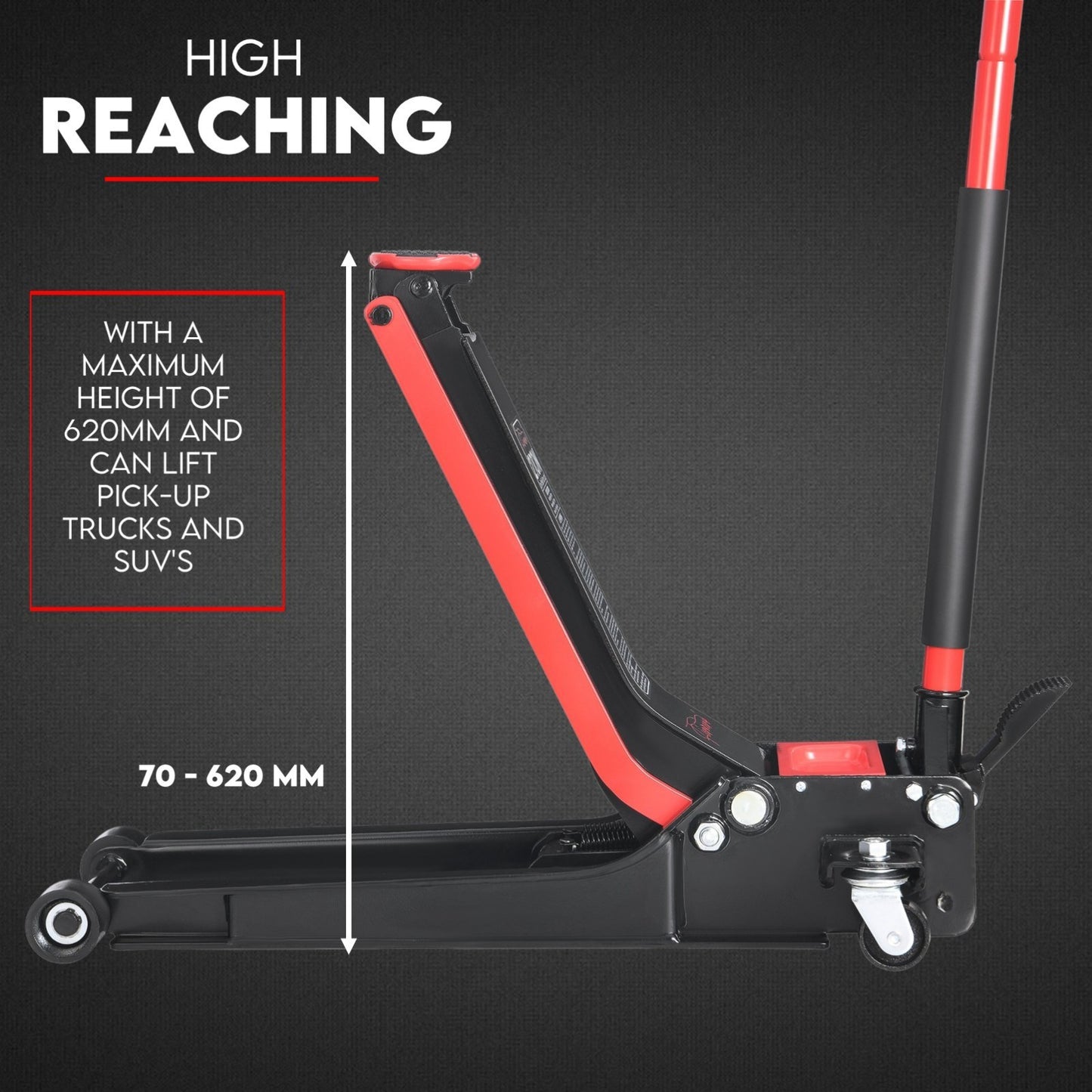2 Ton Low Profile Trolley Jack Hydraulic Floor Car Lifter Dual Pump 70-620MM - Image 2