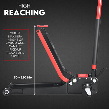 2 Ton Low Profile Trolley Jack Hydraulic Floor Car Lifter Dual Pump 70-620MM - Image 2