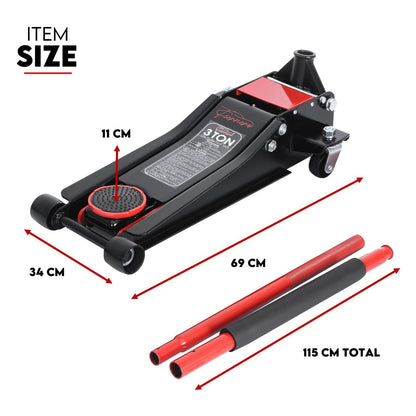 3 Ton Hydraulic Floor Jack 3T Trolley Low Profile Car Track Quick Lifting 75-500mm - Image 3