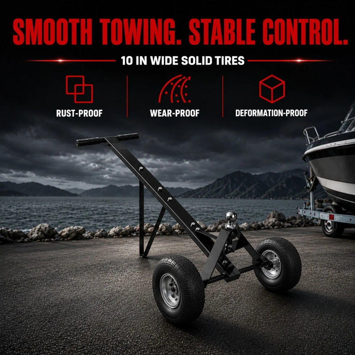 600lbs Trailer Dolly with 48mm Ball Solid Tires Portable Tow Dolly Wheel Tow - Image 3
