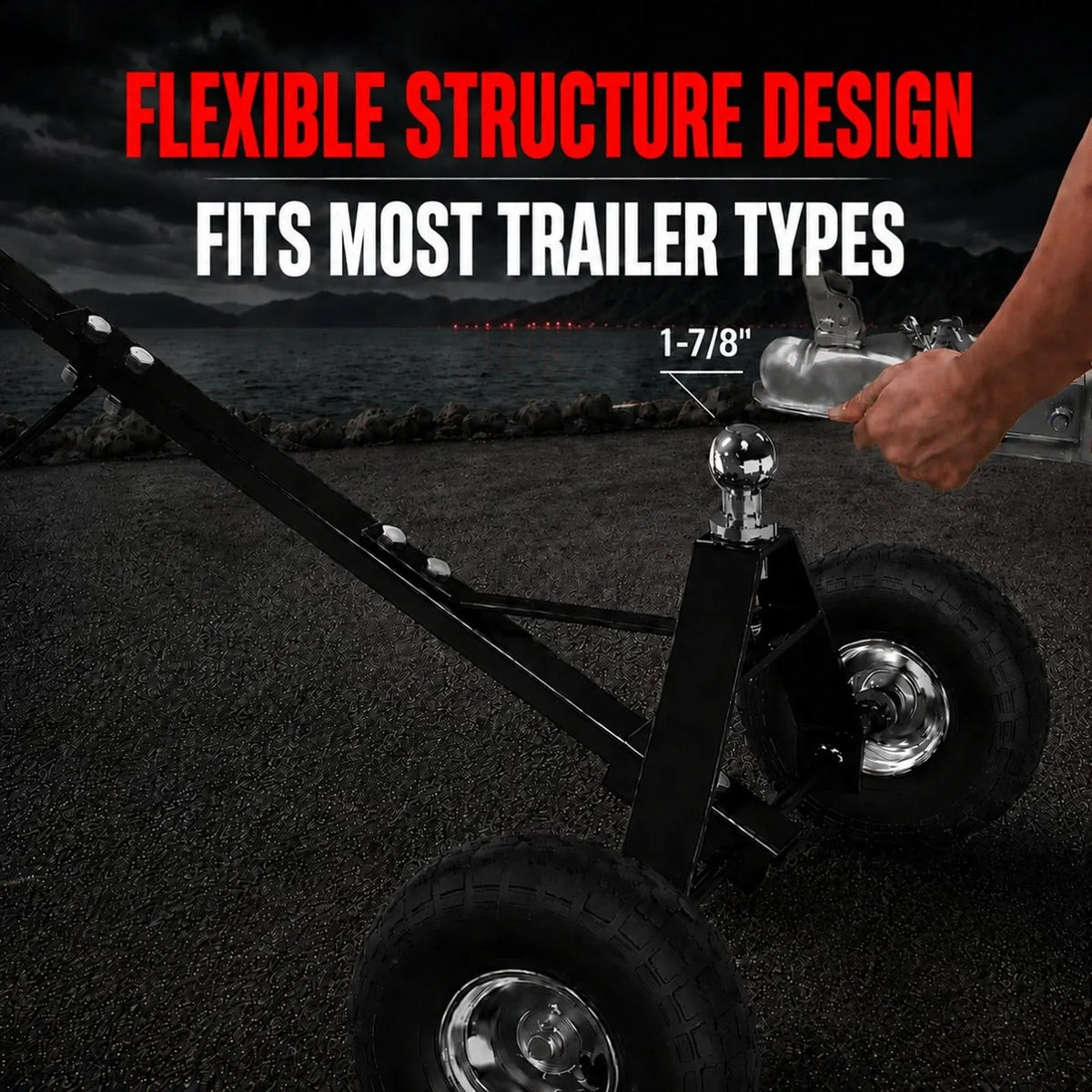 600lbs Trailer Dolly with 48mm Ball Solid Tires Portable Tow Dolly Wheel Tow - Image 5