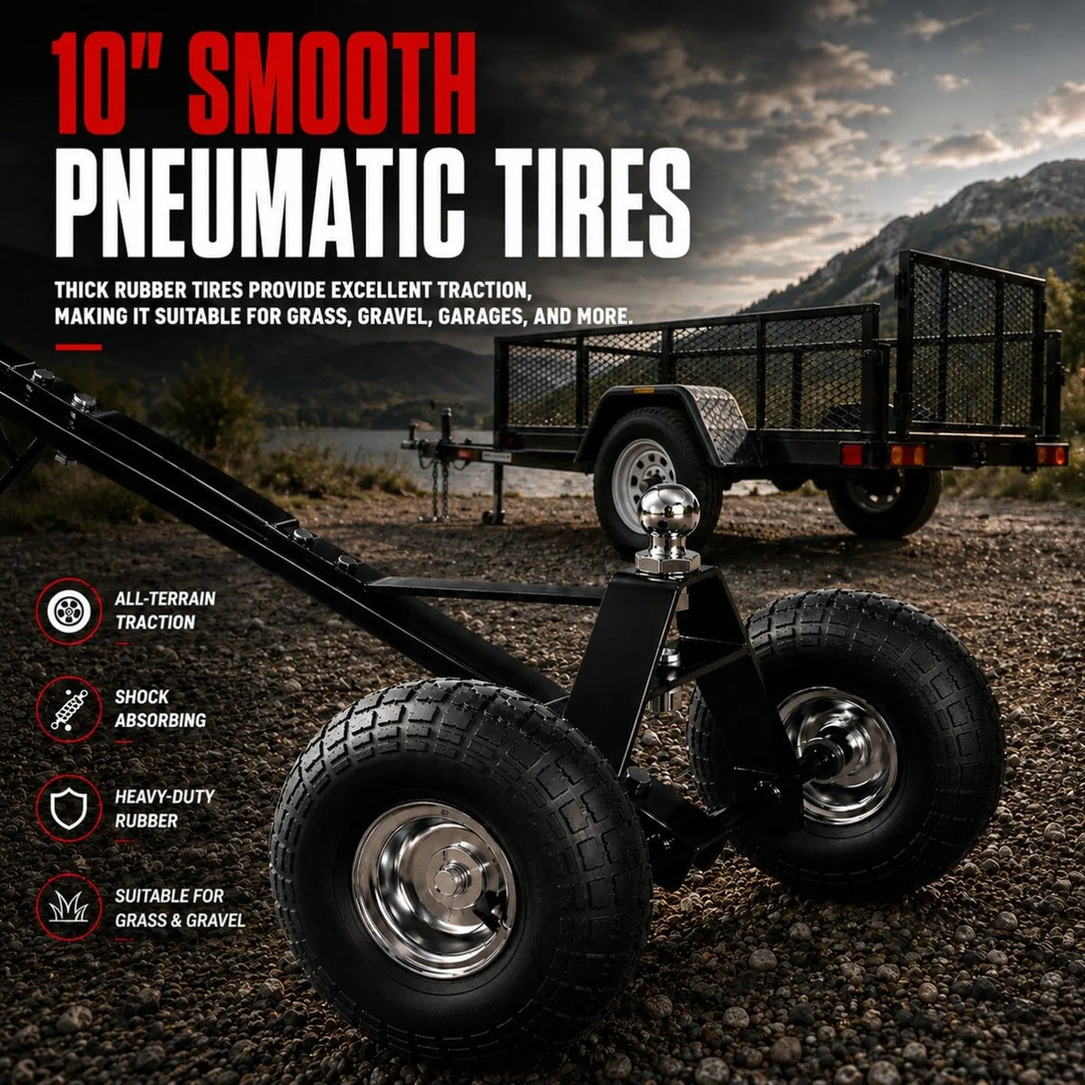 600lbs Trailer Dolly with 48mm Ball Solid Tires Portable Tow Dolly Wheel Tow - Image 7