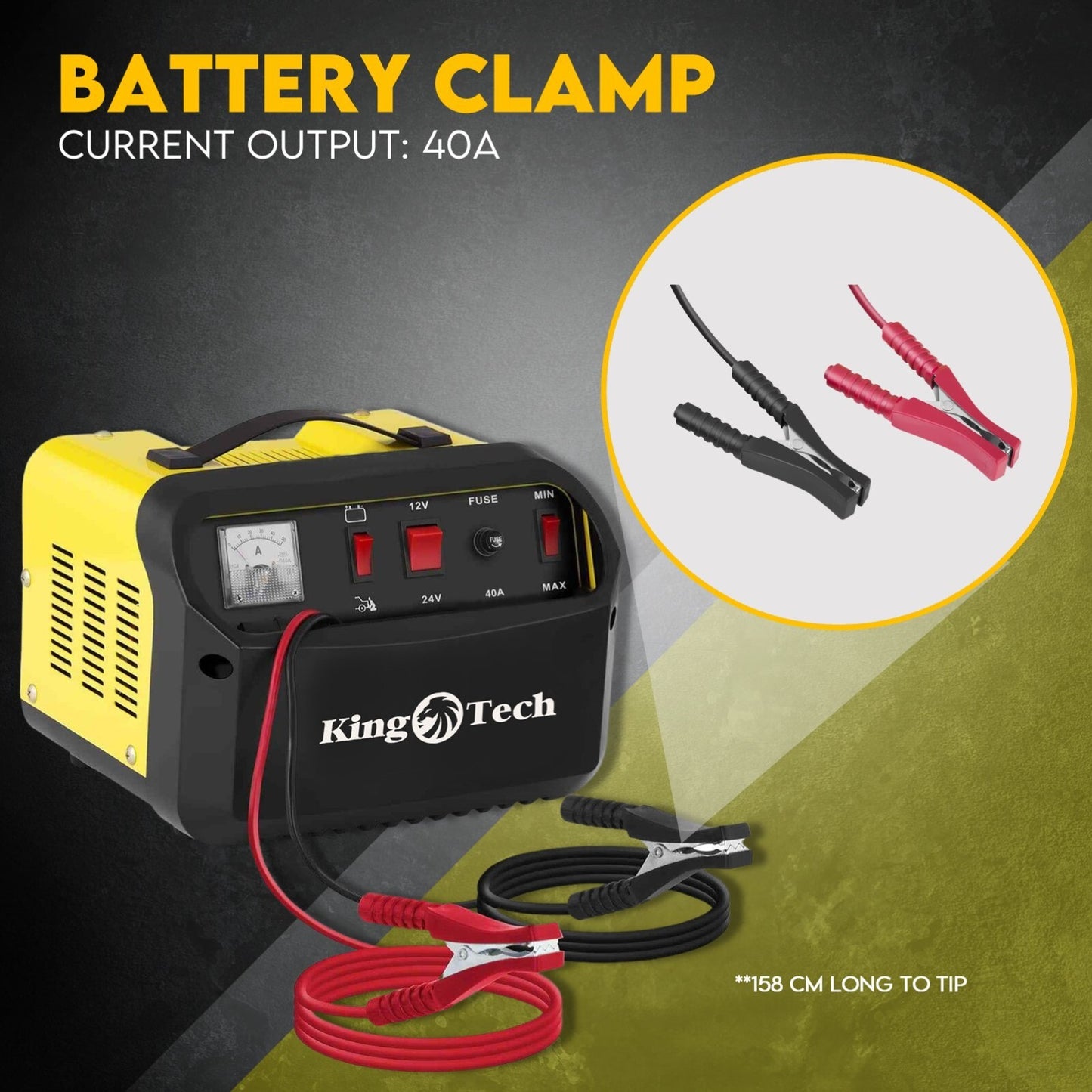 2IN1 Car Battery Charger Jump Starter 12 24V 40A ATV Boat Tractor - Image 4