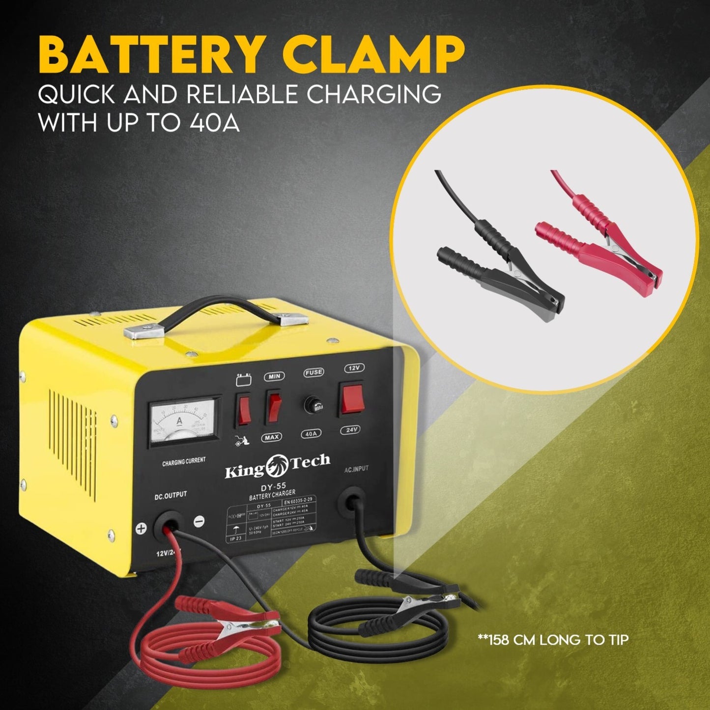 Car Battery Charger 2 in 1 40A 12V 24V For Car ATV Boat Caravan Motorcycle 2in1 - Image 4