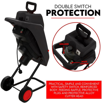 2500W Electric Garden Mulcher Shredder Portable Wood Chipper on Wheels w/ bag - Image 2