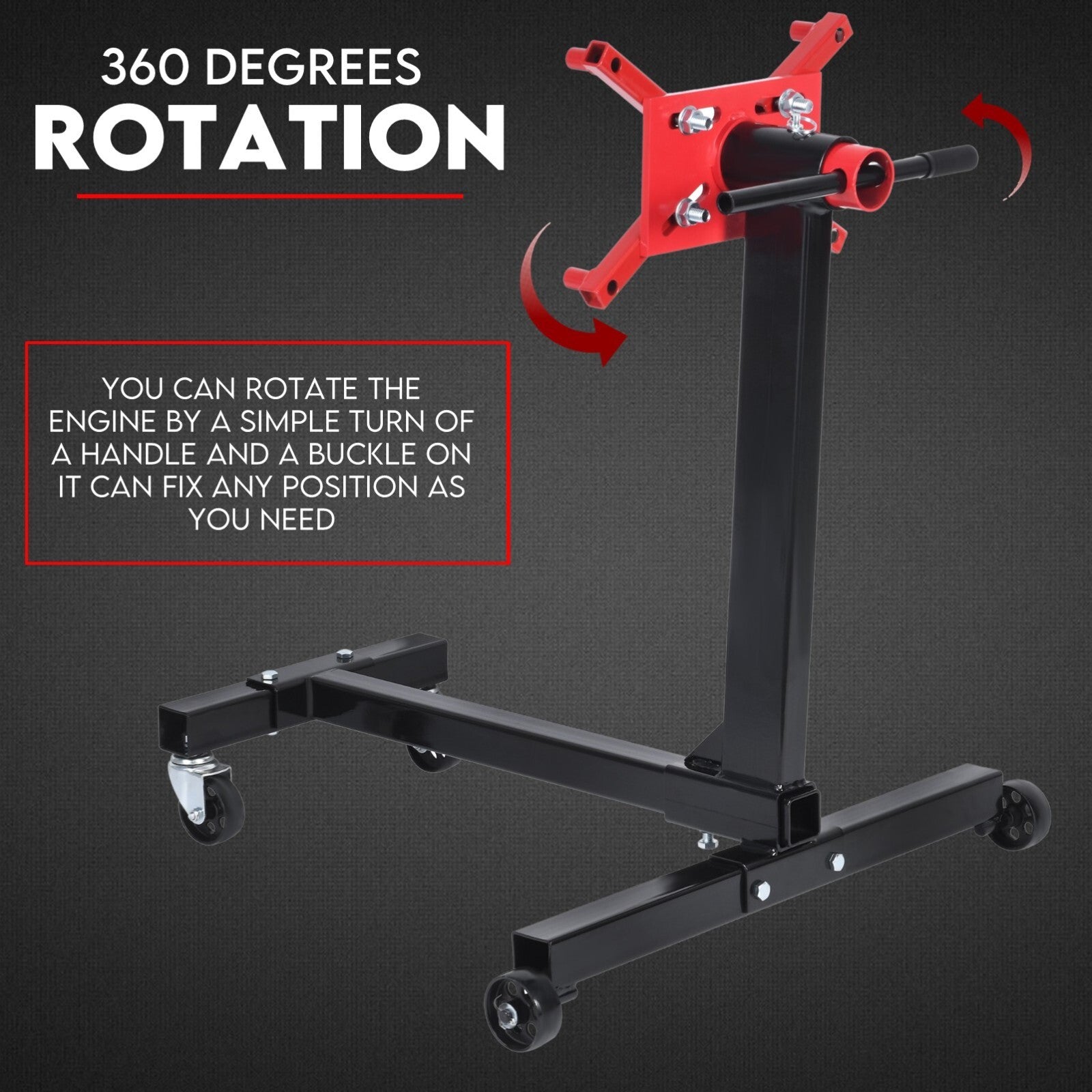Engine Stand H Frame 450kg 1000lb Industrial Workshop Cars Auto Motor 4 Wheels - Image 3