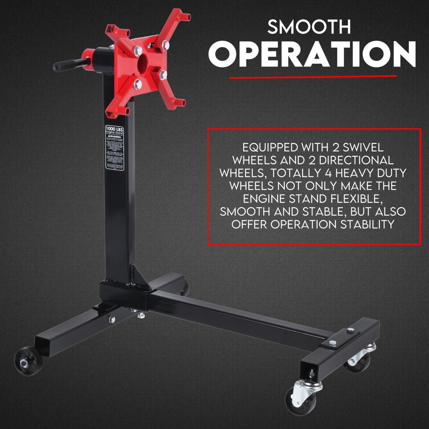 Engine Stand H Frame 450kg 1000lb Industrial Workshop Cars Auto Motor 4 Wheels - Image 4
