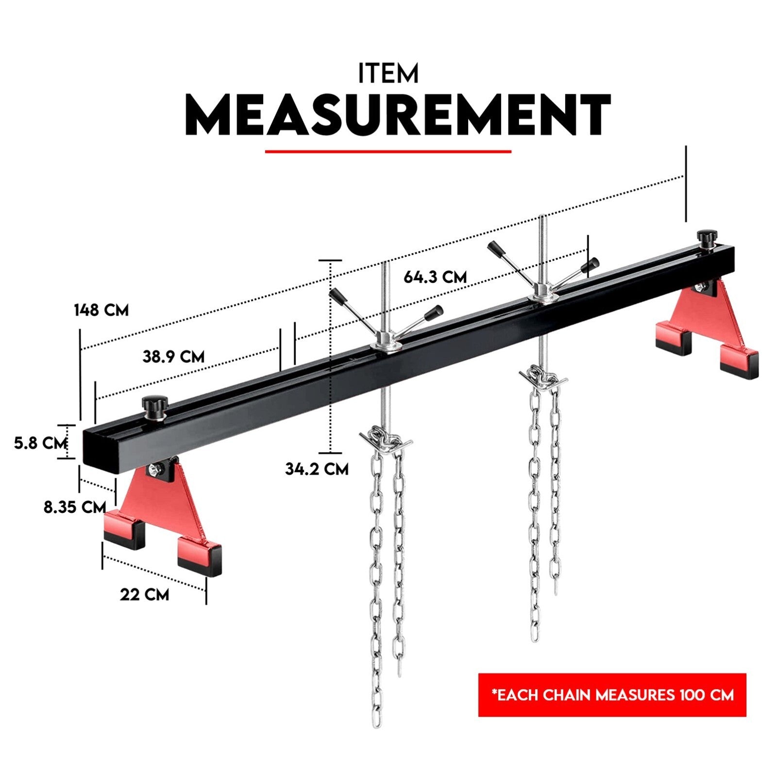 500Kg Engine Support Bar Beam Transmission Gearbox Lift Hoist Crane Garage - Image 2