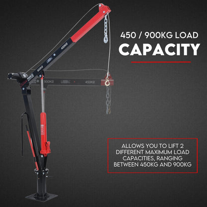900kg Swivel Hydraulic Crane Hoist 12V Electric Jack Trailer UTE Pick up Lift - Image 2